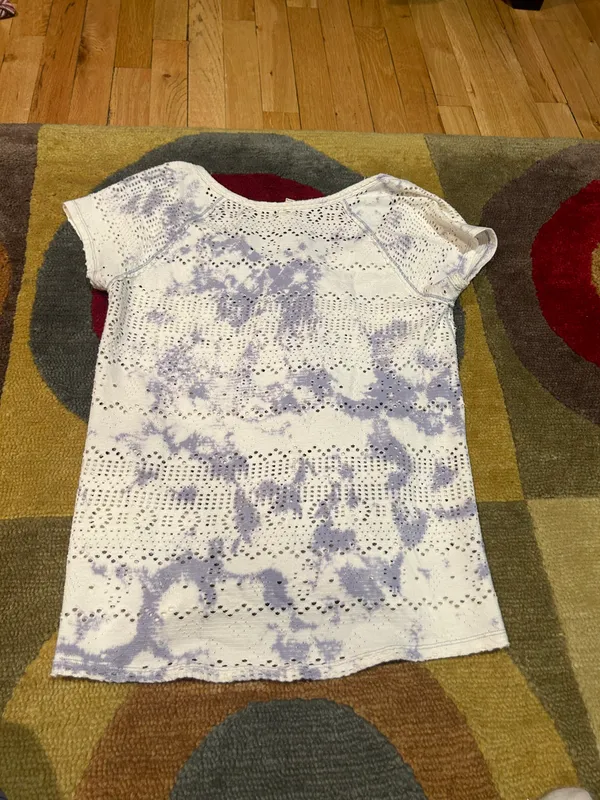 We The Free Free People Tie Dye Short Sleeve T Shirt Henley Loose Top Cutout XS - Image 5