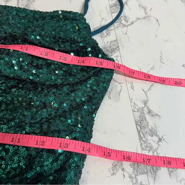 Ricarica‎ sequin gown maxi green holiday Sz L - Image 6