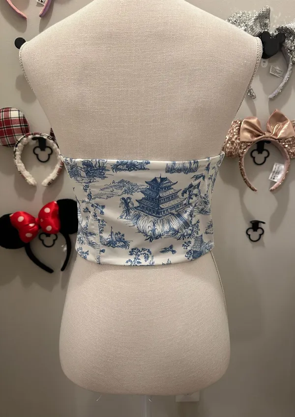 Blue Toile Corset Size M - Image 3