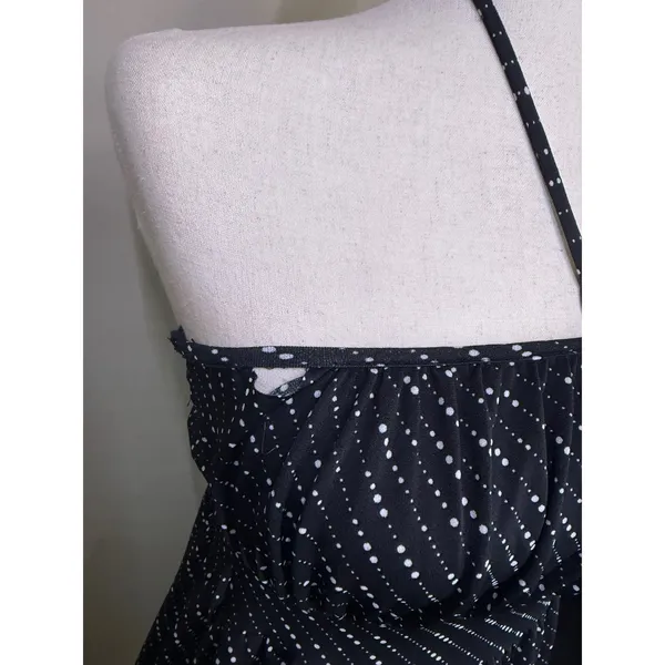 Charlotte Russe Black White Polka Dot Halter Midi Dress Empire Waist Small - Image 2