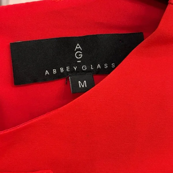 Abbey Glass Red Bow Puff Sleeve Mini Dress Size Medium - Image 3