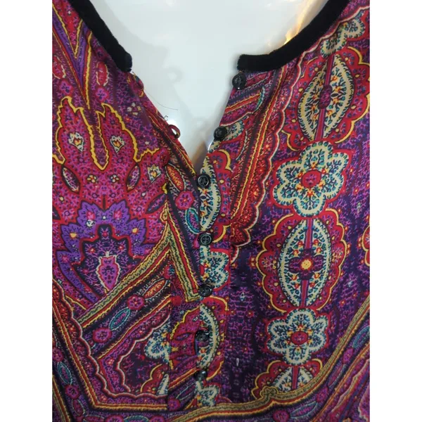 Lauren Ralph Lauren Purple Multicolor Abstract Top‎ Womens Large Bohemian Retro - Image 2