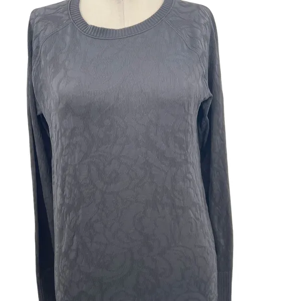 Lululemon Rest Less Pullover Long Sleeve Textured‎ Black Size 10 - Image 3
