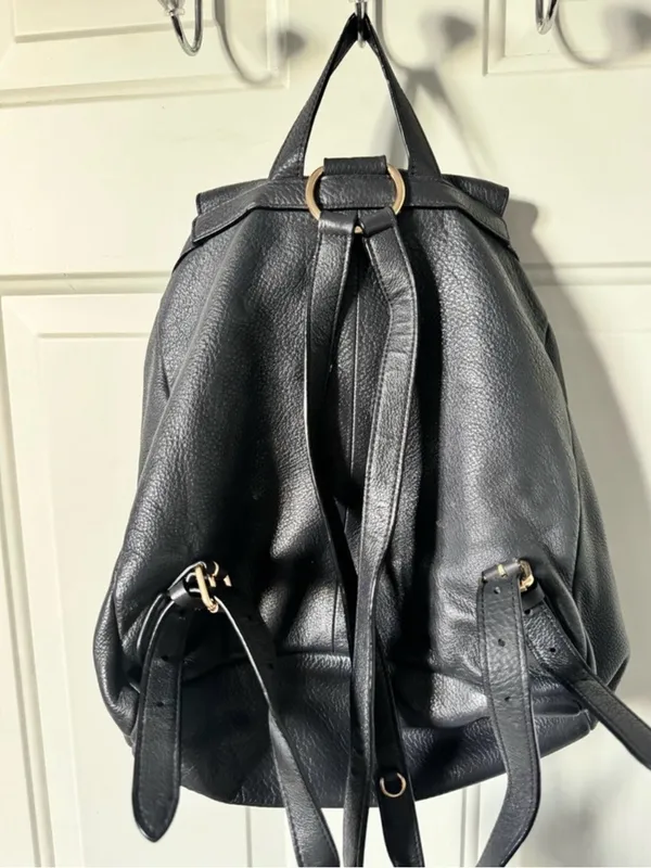 Coach Navy Blue Pebbled Leather Drawstring Billie Backpack with Gold Hardware - Image 2