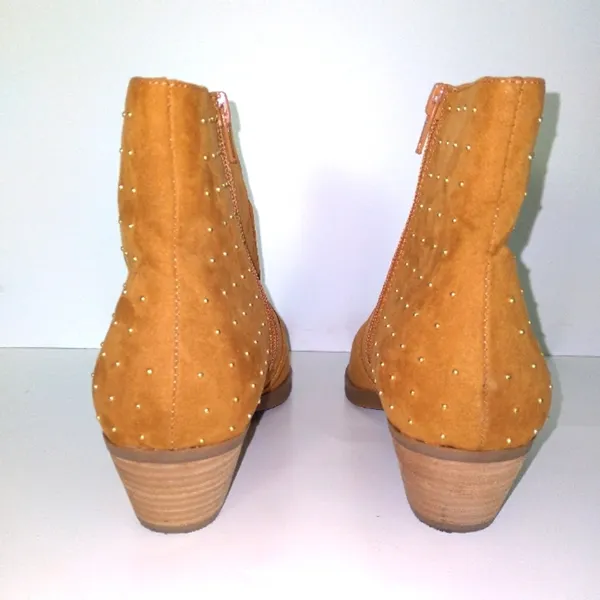 GUESS Women's 7.5M Ankle Heeled Boots Camel Color - Image 5