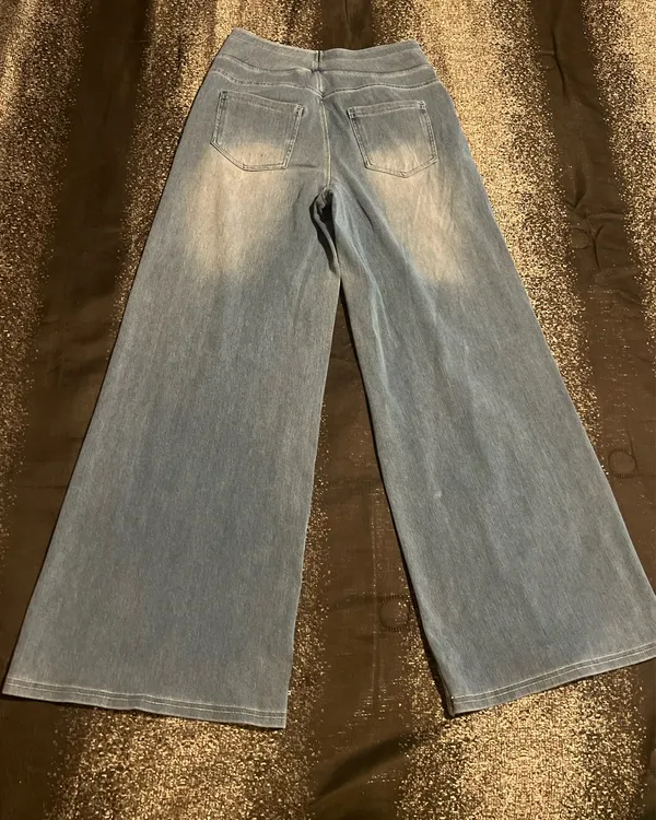 Womens small Halara Flex High Waisted Pockets Baggy Wide Leg Washed Casual Jean - Image 3