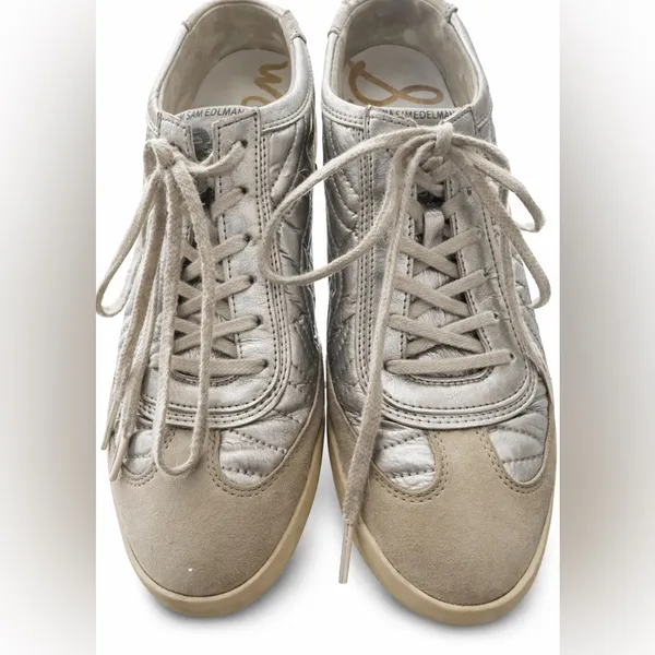 Sam Edelman White and Silver Sneakers - Image 2