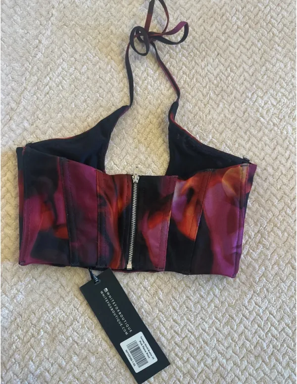 White Fox Boutique Pink Flame Print Bustier Top - Image 6