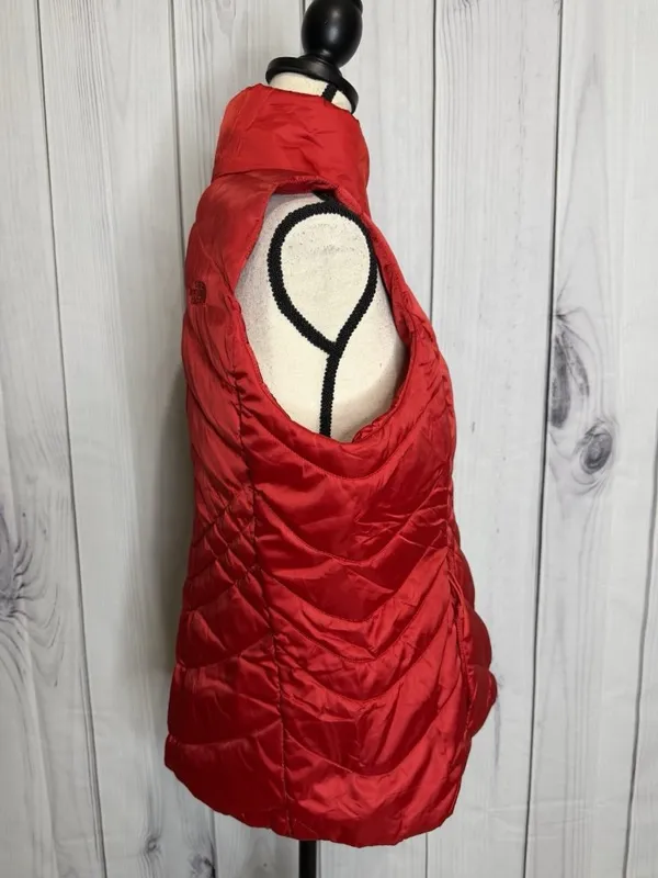 The North Face Aconcagua 550 Down Puffer Vest Womens Sz L Red Full Zip Quilted - Image 11