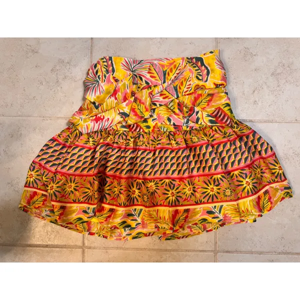 Dress Forum‎ Los Angeles Tropical Floral Mini Skirt Yellow Orange Small FT10756 - Image 2