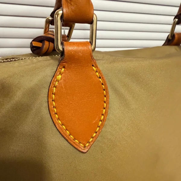 Dooney & Bourke Nylon Satchel Bag Khaki Tan Leather Trim Pockets Hot Pink‎ - Image 7