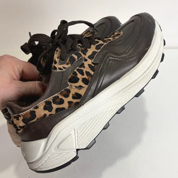BOEMOS Leather Leopard Sneakers Vibram Sole‎ Made in Italy Womens 37 Pony Hair - Image 10