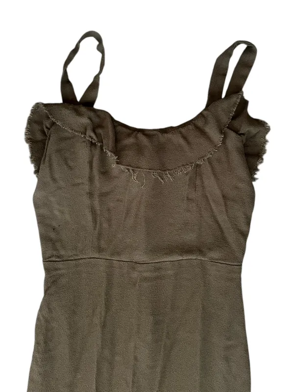 Reformation Women’s Frida Ruffle Hem Column Cocktail Midi Dress Army Green Sz 6 - Image 3