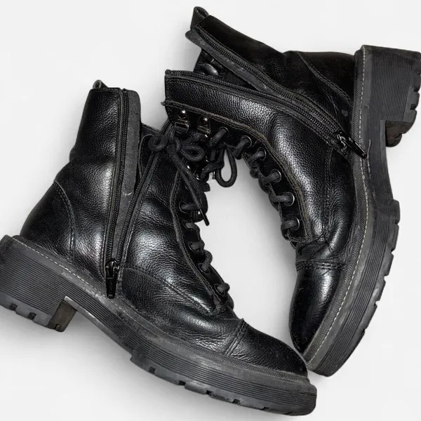 River Island Women's Black Laced and Zipper Combat Boots - Image 6