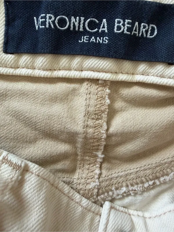 Veronica Beard Taylor Wide Leg Jeans Size 29 Beige High Rise Cotton Denim - Image 4