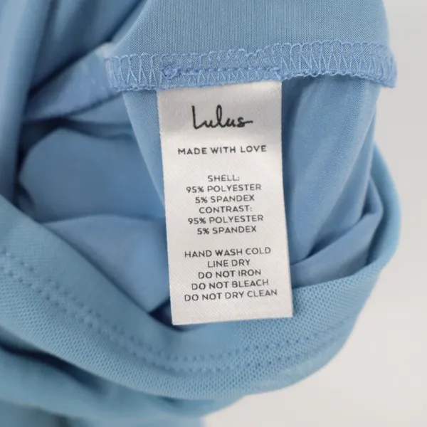 Lulus Kamara Midi Dress Womens XS Light Blue Lined Mesh Cutout Knotted Mock Neck - Image 3