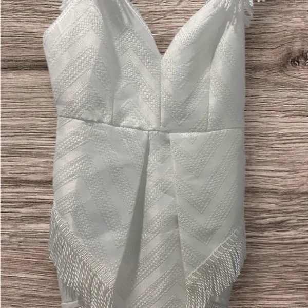 L’Atiste Chrome White Fringe Mini Dress New With Tags, Size L (Holiday / Party - Image 2