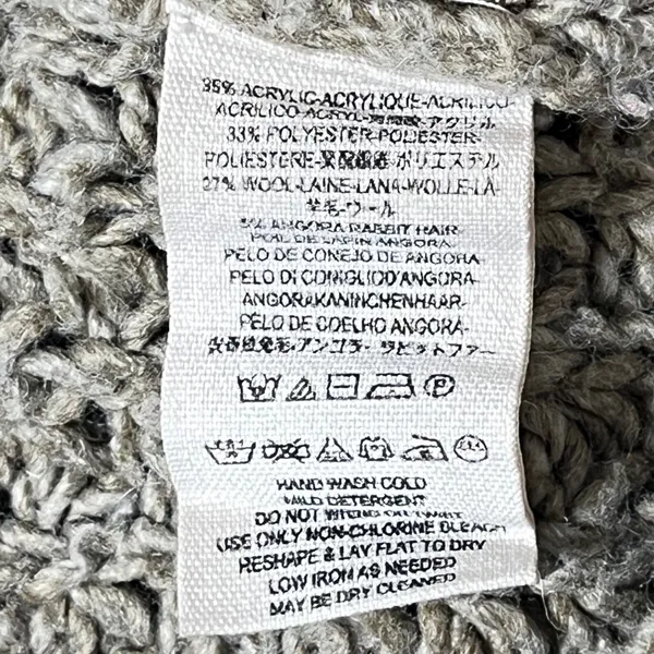 Free People Chunky Knit Oversized Cardigan Taupe Wool Angora Batwing Sweater L - Image 9