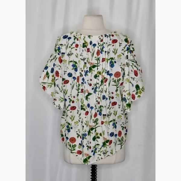 Anthropologie MAEVE Maya Floral Fluttered Top Blouse Strawberry Fruit Berries 2‎ - Image 10