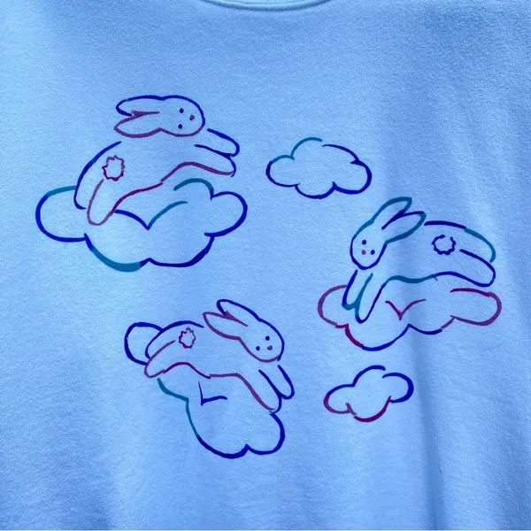 Vintage 90’s Bunny & Clouds Crewneck Sweatshirt - Image 2