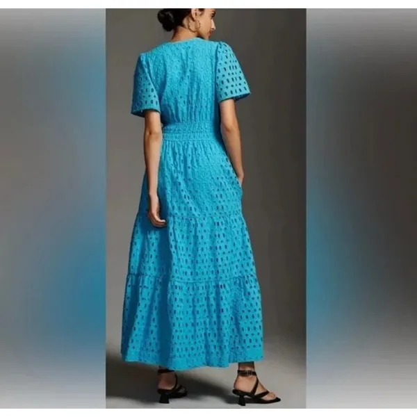 NWT Anthropologie The somerset‎ Maxi Dress: Eyelet Edition Blue Size XS - Image 12