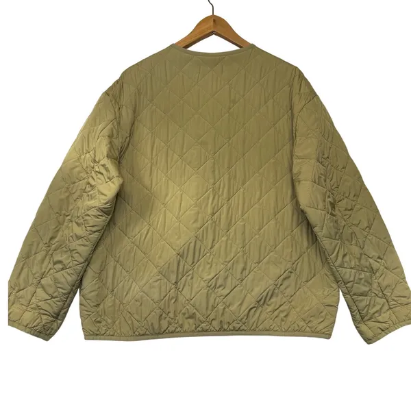Nordstrom Quilted Liner Jacket‎ Medium Olive Green Diamond Stitch Snap Front - Image 5