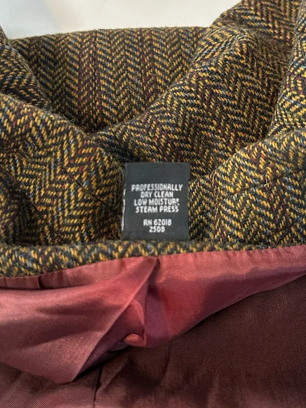 Vintage 2000s Rafaella Women’s Brown Herringbone Tweed Wool Blazer Size 16 - Image 9