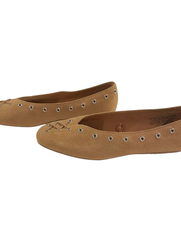 Time & Tru Corset Ballet Flats Faux Suede Sand Slip on Women 10 Cushioned Office - Image 2