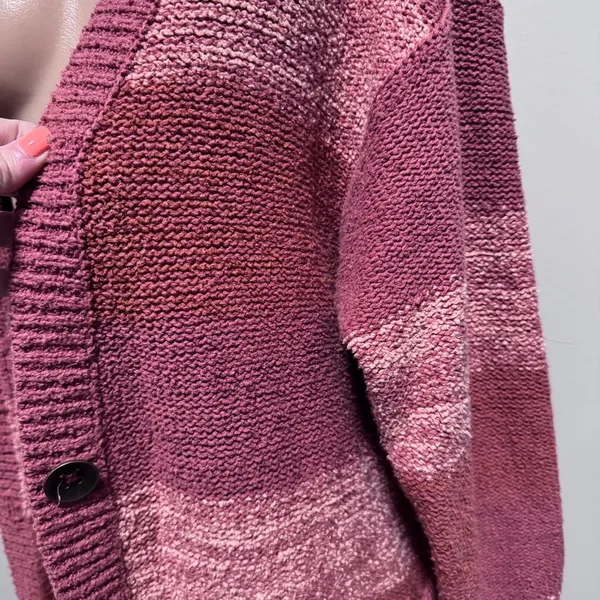 Free People Southport Beach Cardigan Sweater Pink Stripe Boho XS - Image 7