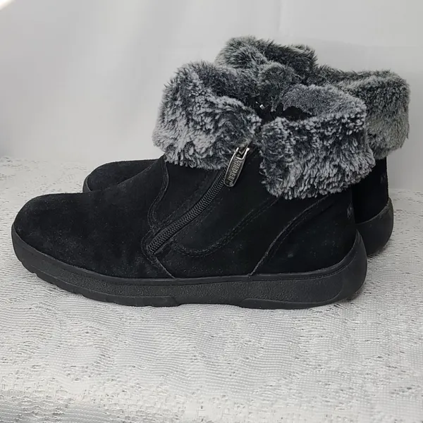 Khombu Jessica suede leather faux fur fall winter black boots sz 7 - Image 4