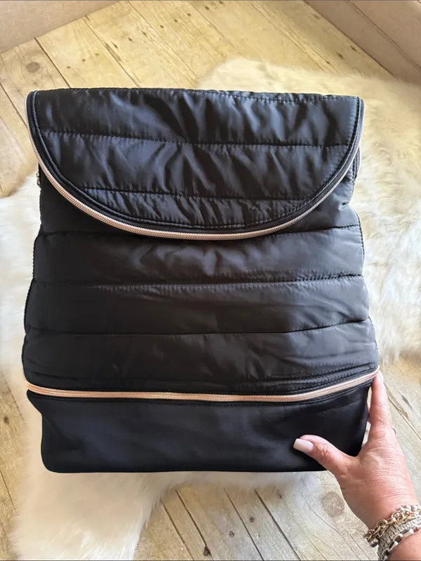 Stella & Dot ‘Crush It’ Black Quilted Backpack with Rose Gold Hardware NWOT - Image 3
