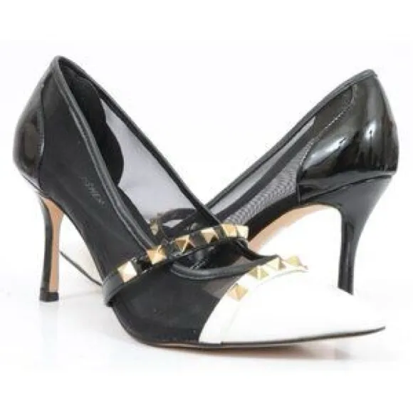 NEW Marc‎ Fisher Hadama 8M Black White Studded Heels Rockabilly A26 - Image 2