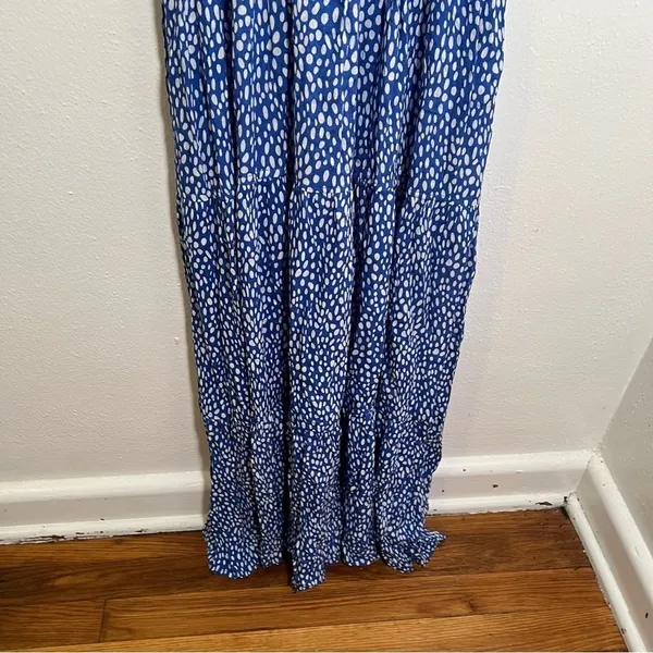 Pinch Women's Size Small Sleeveless High Neck Maxi Dress Blue White Dots Elastic - Image 6