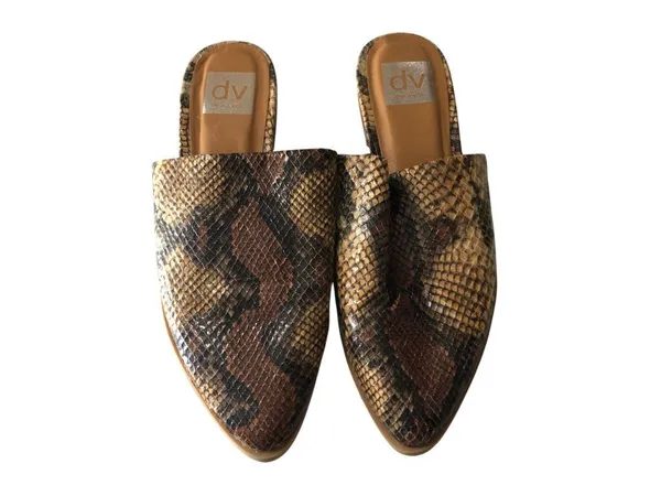 DV Dolce Vita Itzel Tan Multi Snake Embossed Pointed-Toe Mules Faux Leather 6.5 - Image 2