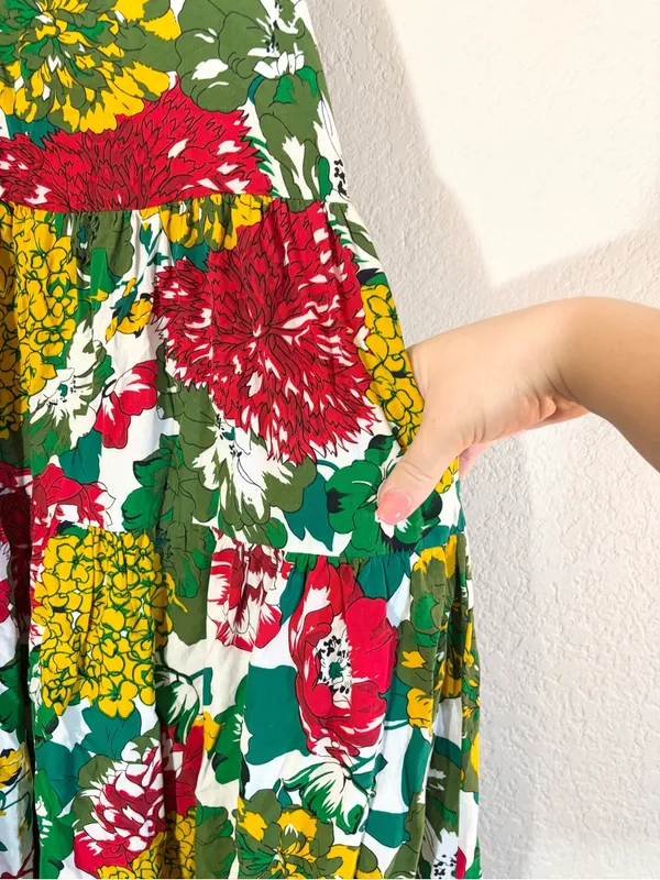 Floral Colorful Tiered Maxi Summer Dress Size XS - Image 6