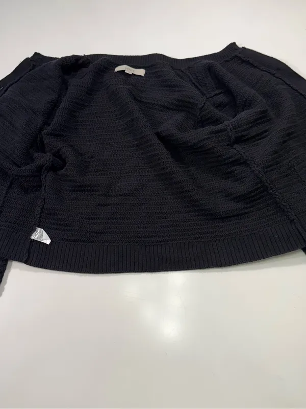 LOFT Black Button-Front Knit Cardigan Size Medium - Image 5