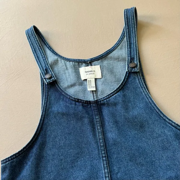 Forever 21 Overall Pinafore Denim Dress - Image 3