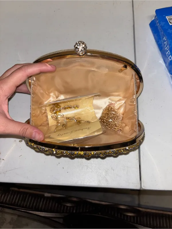 Gold Jeweled Oval Evening Clutch - Image 2
