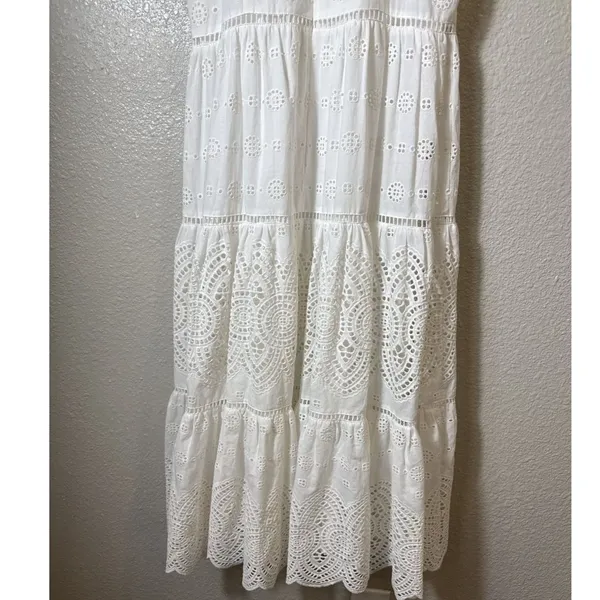 NWT Antonio Melani White Eyelet Midi Summer Dress in Size‎ 6. - Image 8