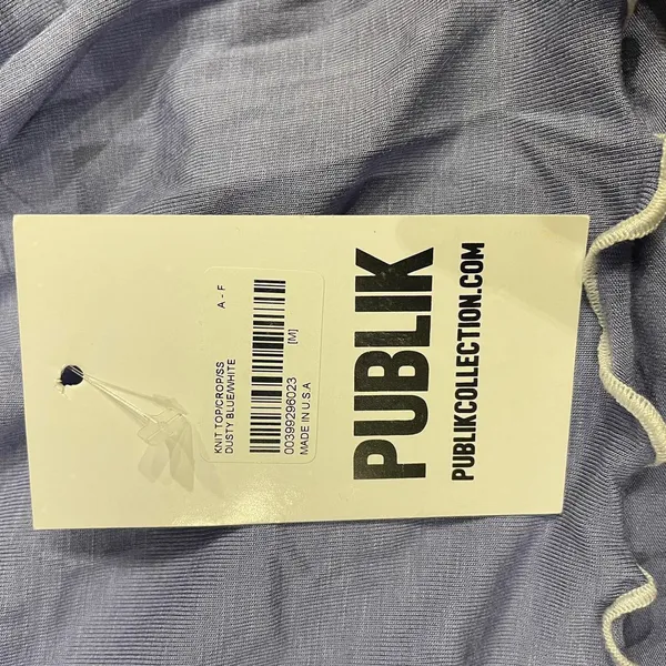 Light Blue Periwinkle Crop Shirt With Tie Size M - Image 2
