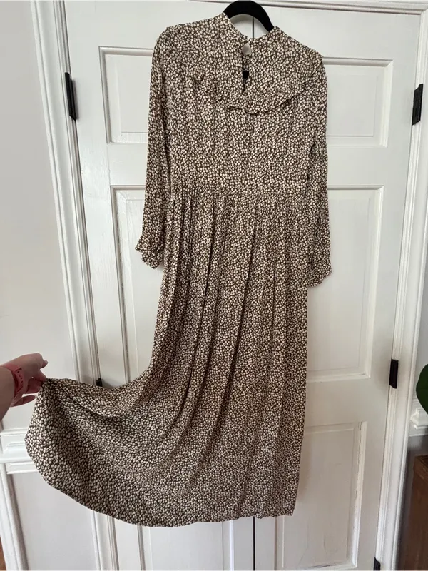 Doen Hawthorne Dress Olive Cherry Willow Floral Long Sleeve Maxi‎ Dress Size S - Image 14