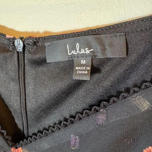 Lulus Dramatically Dreamy Black Floral Chiffon‎ Tiered Lurex Mini Dress Medium - Image 5