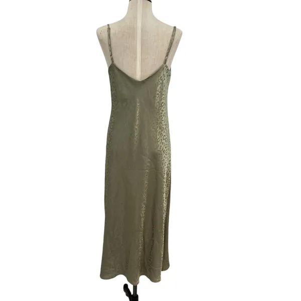 Show Me Your Mumu Zio‎ Dress Slip Satin Cheetah Print Sage Green Size Small - Image 8