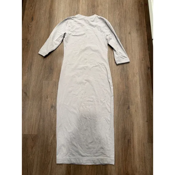 Nike Womens 3/4 Sleeve Midi Bodycon Dress Lavender Grey Script Logo Small - Image 3