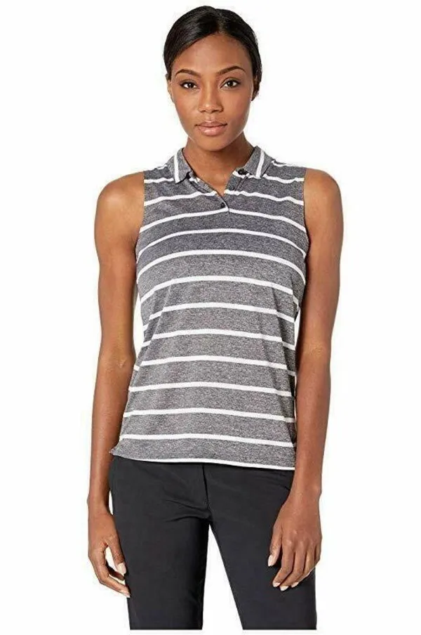 Nike dryfit grey white striped polo sporty golf tennis athletic tank top S - Image 10
