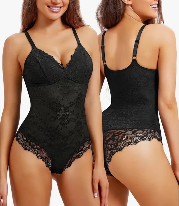 Lace Bodyshaper Bodysuit Black Size M - Image 2