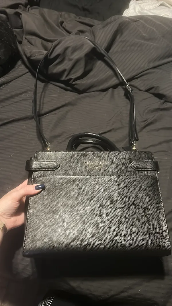 Kate Spade New York Staci Medium Satchel featuring a black saffiano leather exterior - Image 4