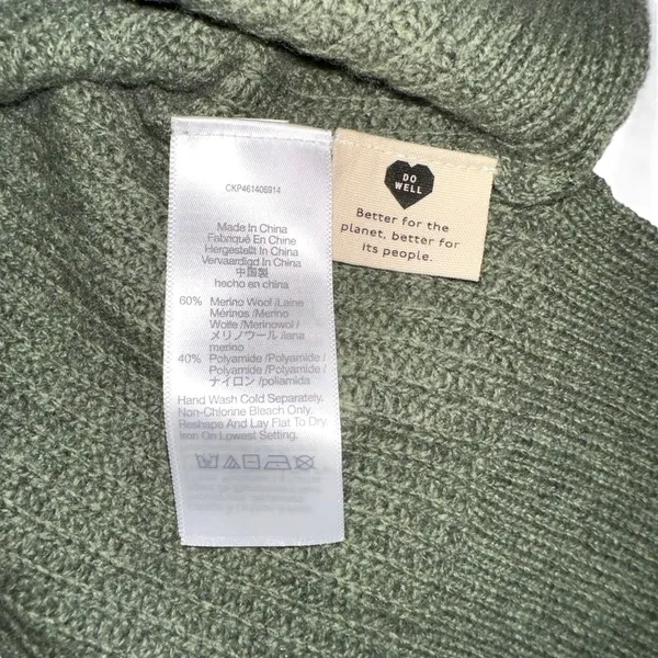 NWOT Madewell Lyle Merino Wool Blend Ribbed Henley V-Neck Green Knit Sweater XXL - Image 4