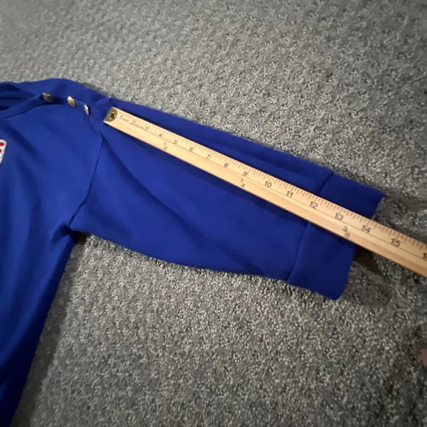 Lauren Ralph Lauren Sweatshirt Women XL Blue‎ American Flag Button Shoulder Top - Image 8