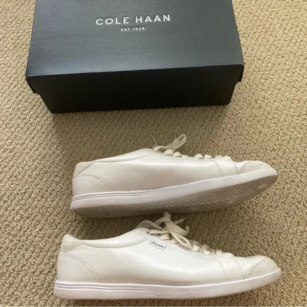 Cole Haan Vegan Leather Low-top White Fashion Sneakers Women’s Size 8 GUC - Image 3